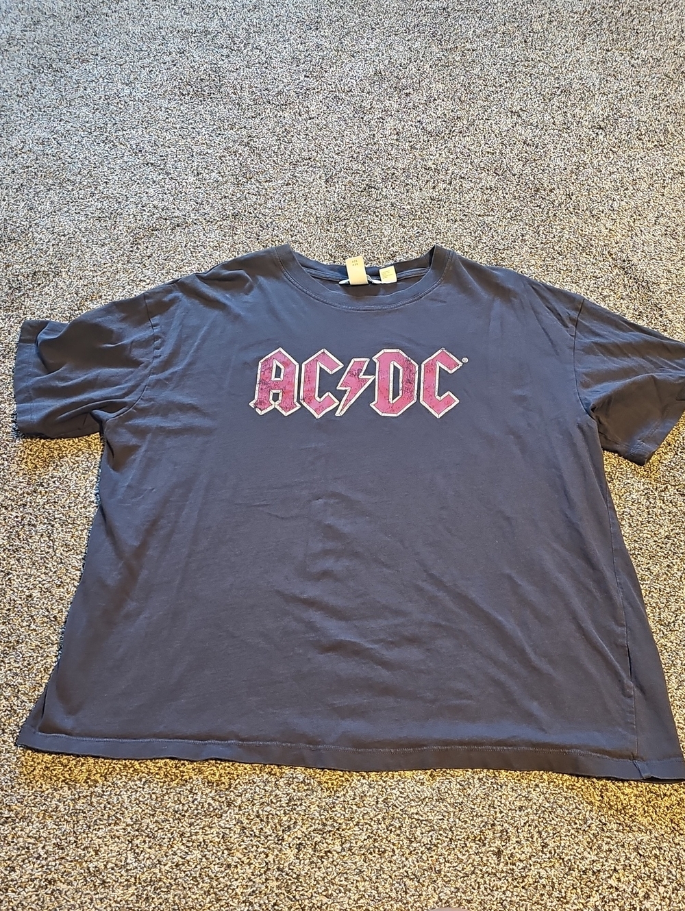 AC/DC Black Short Sleeve Tee with Pink Logo
